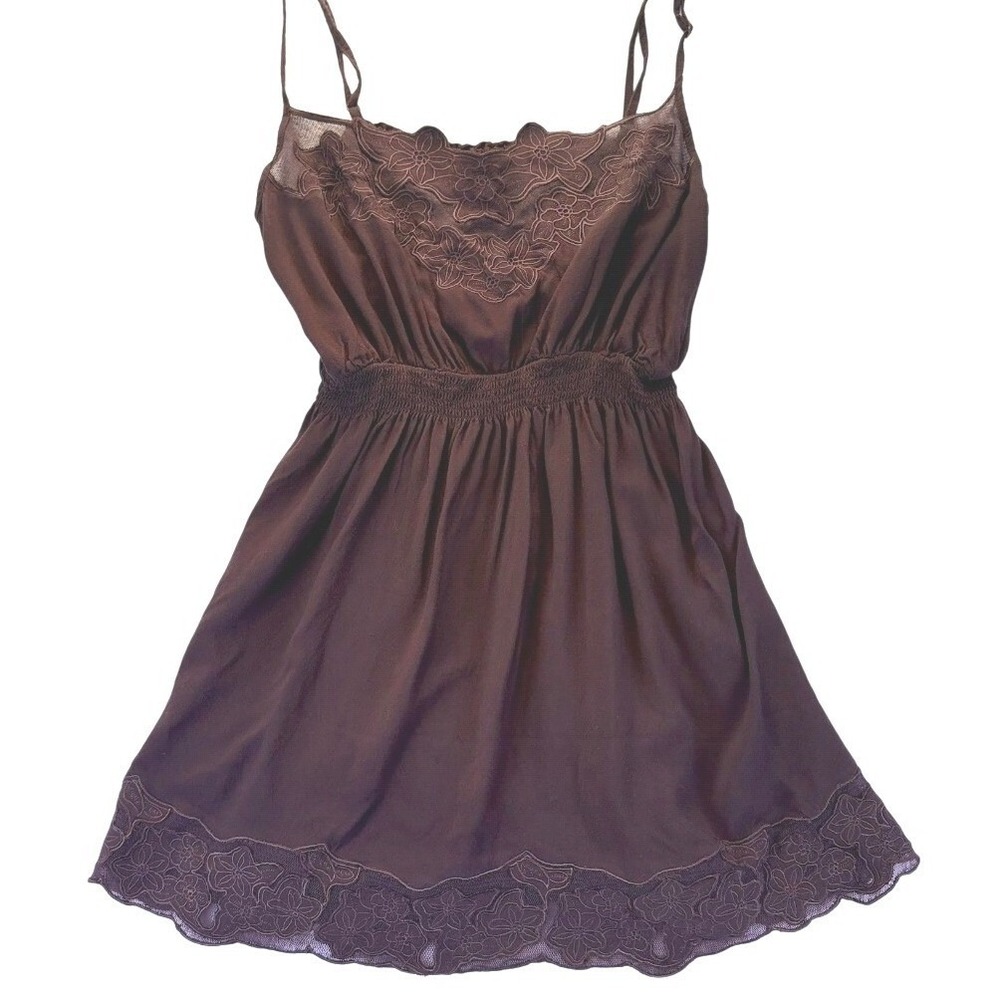 Vintage Twenty One Y2K Babydoll Cami Mini Dress Embroidered Lace M Coquette Girl